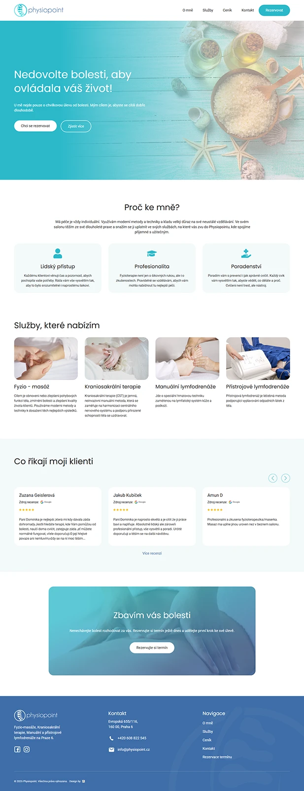 Physiopoint - Tvorba nového webu